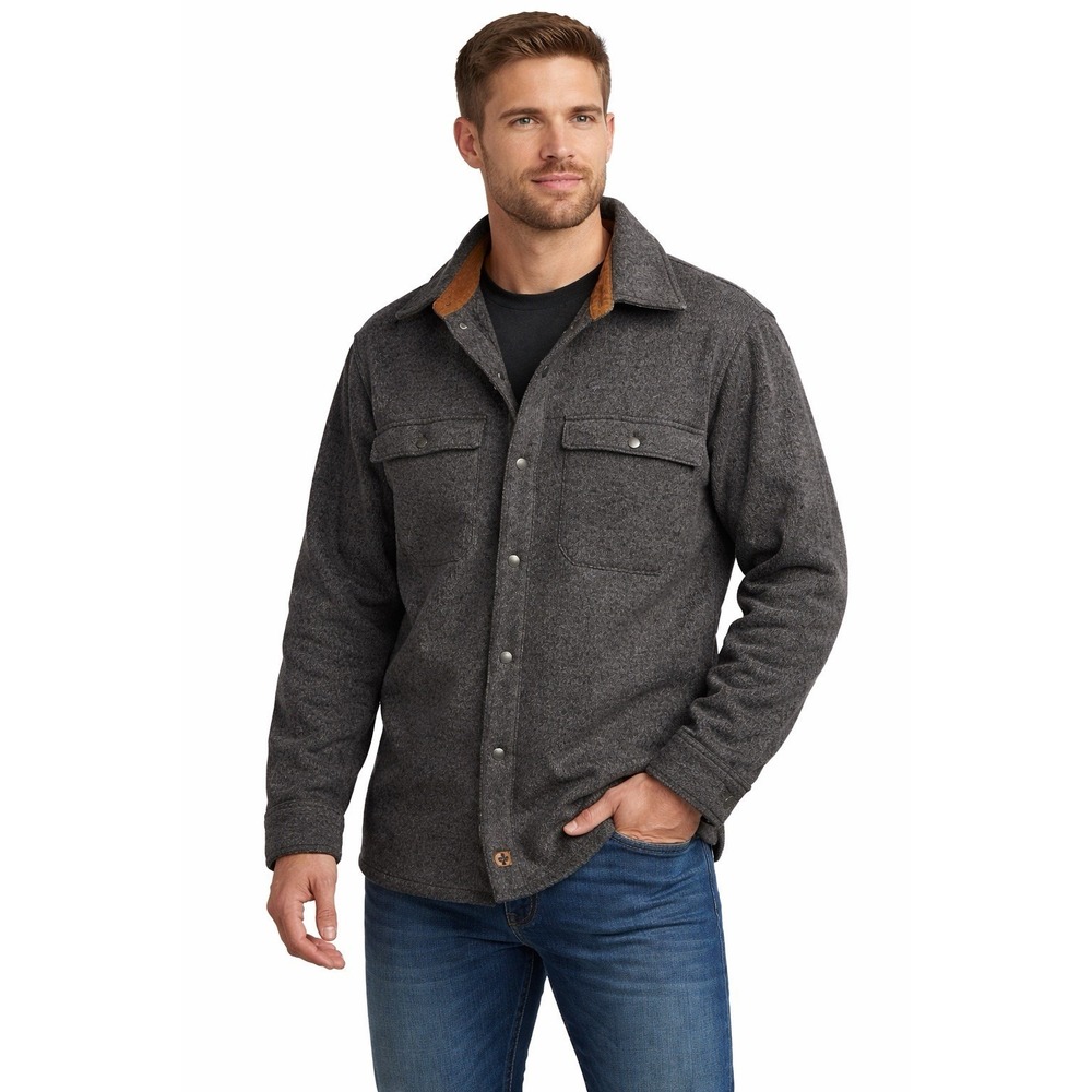 Legendary Whitetails Mens Large Fleece Shirt Jacket Gray Snap Button Casual